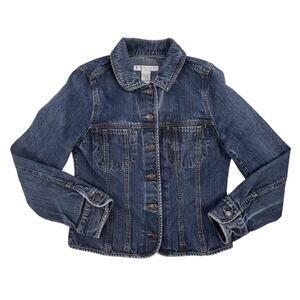 Geoffrey Beene Sport Jean Jacket Womens 2 Blue Denim Button Front